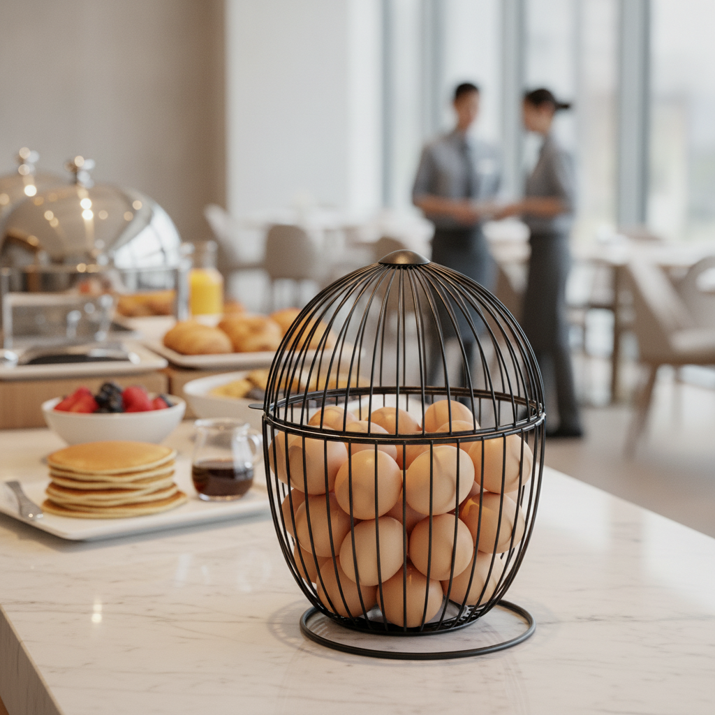 Powder Coated Steel Egg Basket 310mm for Breakfast Buffets
