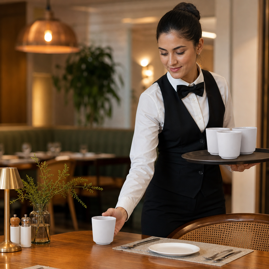 Unhandled Cups 295ml Vitrified Ceramic for Restaurants (Pack of 12)