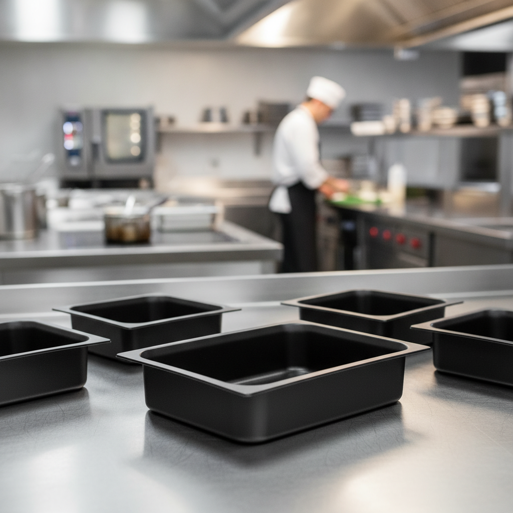 Black Polystyrene GN 1/2 Insert for Buffet Food Presentation