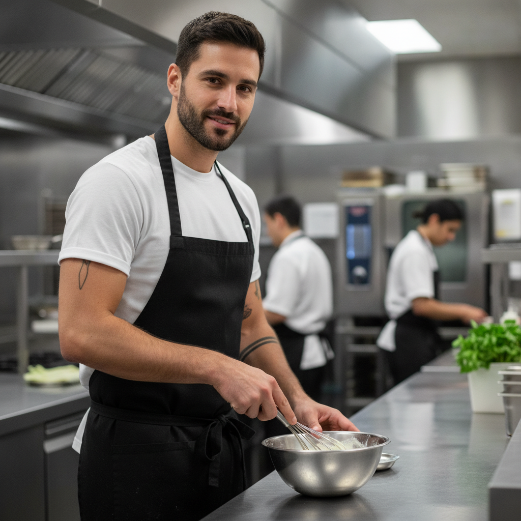 100% Cotton White Chef T-Shirt for Comfortable Kitchen Wear