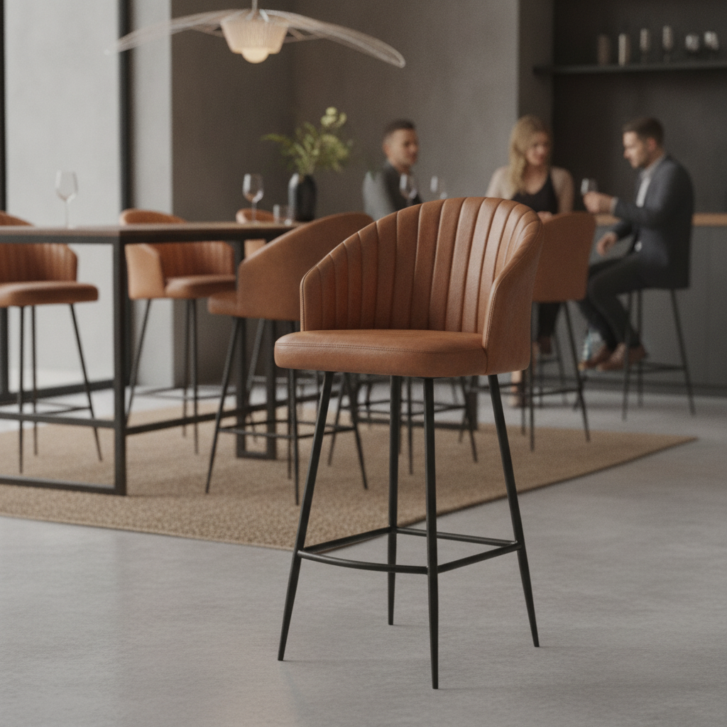 Bruciato Leather Bar Stool Tan 800x600mm for Indoor Dining Spaces