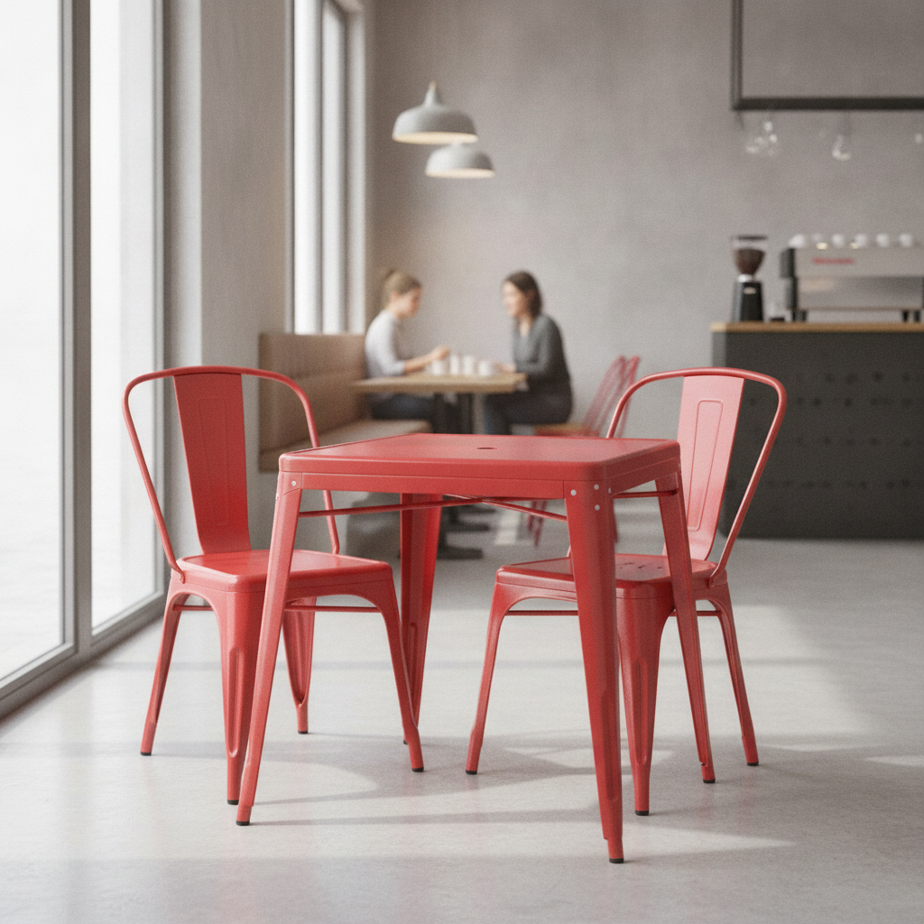 Galvanised Steel Bistro Square Table 668mm for Cafés & Bistros