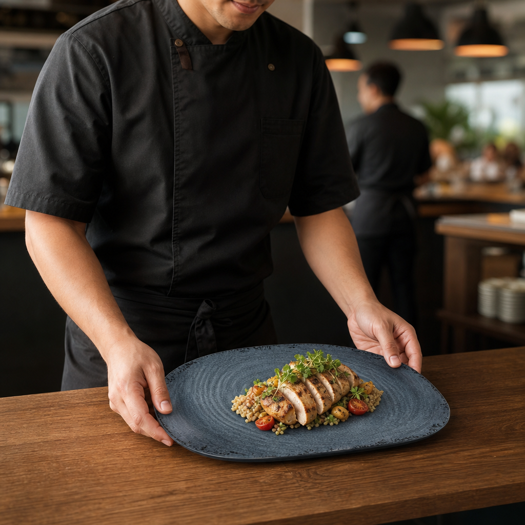 Slate Platter 355.6x203.2mm Melamine for Fast Casual Dining (Pack of 12)