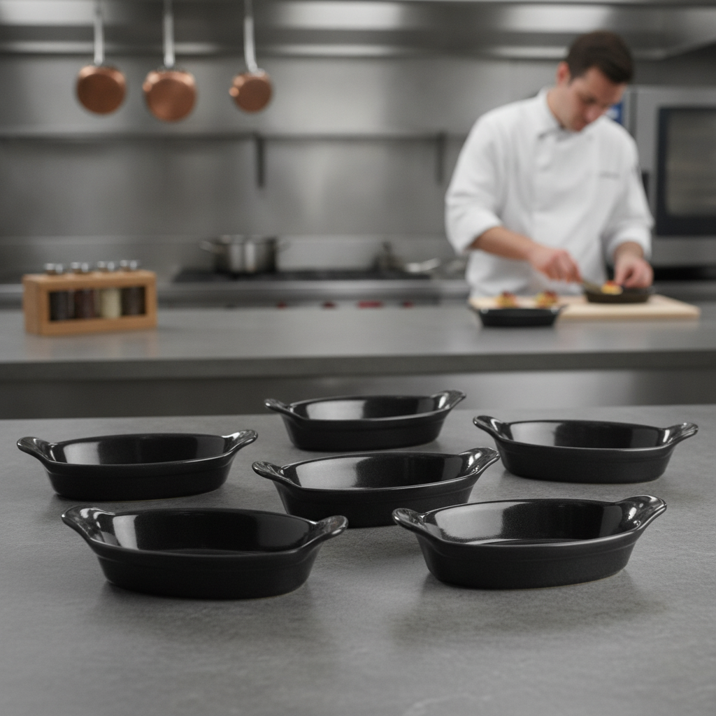 Porcelain Round Eared Dish 590ml for Catering & Hospitality (Pack of 6)