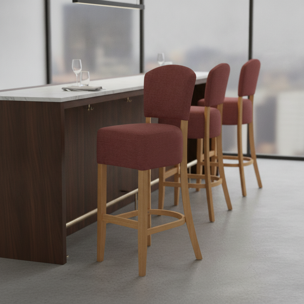 Rubber Wood Bar Chair with Soft Oak Finish 1175mm for Commercial Use