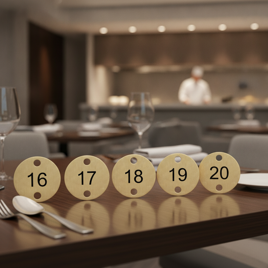 Stainless Steel Table Numbers 16-20 30x30mm for Restaurants