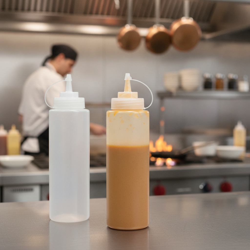 Polyethylene Clear Squeeze Sauce Bottle 8oz for Professional Kitchens