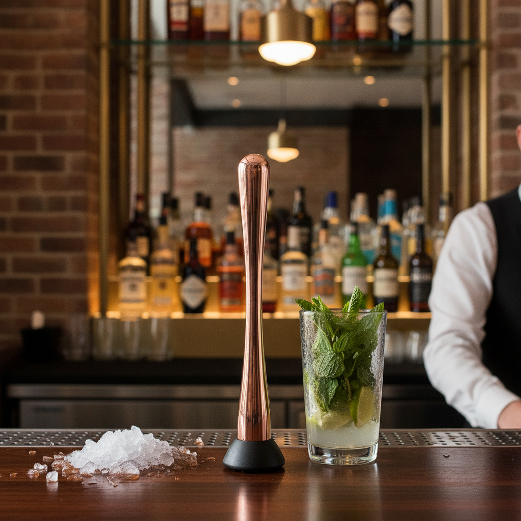 Stainless Steel Copper Plated Muddler 221mm for Cocktail Preparation