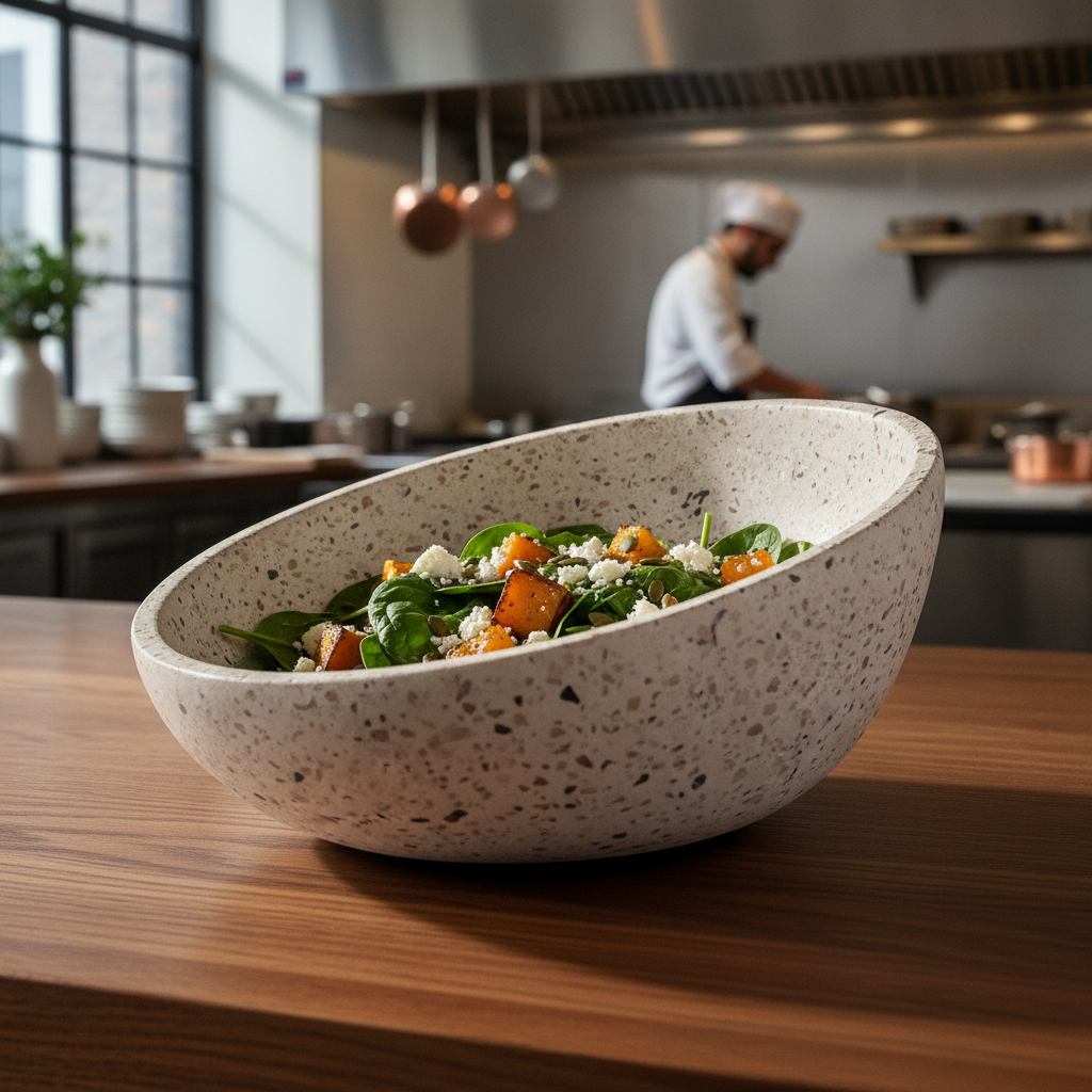 Stone Terrazzo Bowl 220mm for Stylish Food Displays