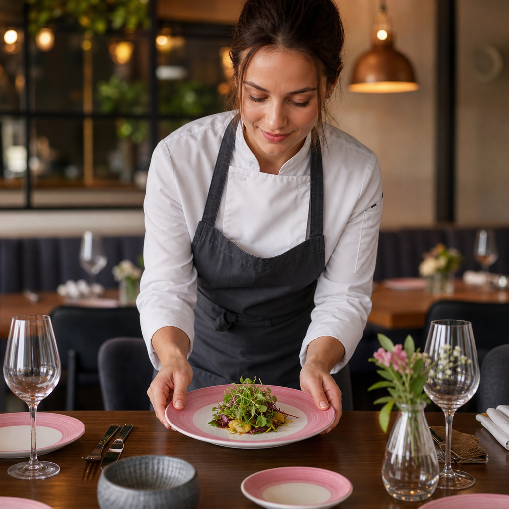 Slimline Plates 270mm Pink Porcelain for Cafés & Restaurants (Pack of 24)