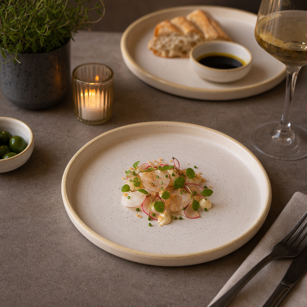 Walled Plates 206mm Cream Vitrified Ceramic for Casual Dining (Pack of 6)