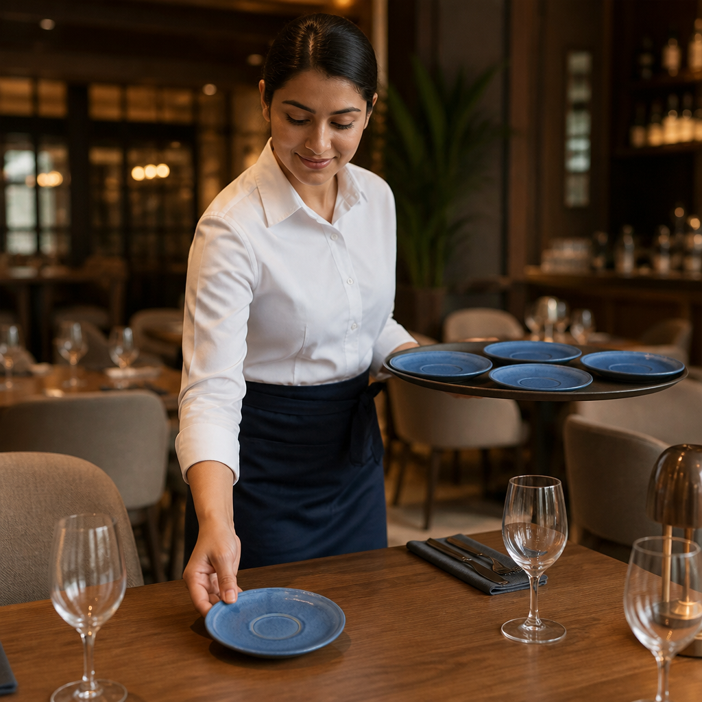 Saucers 181mm Blue Vitrified Ceramic for Dining Tables (Pack of 6)