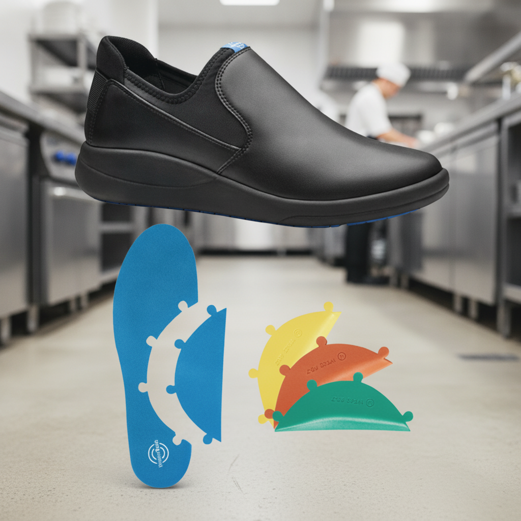 Microfibre Black Slip-On Work Shoes for Comfort & Safety