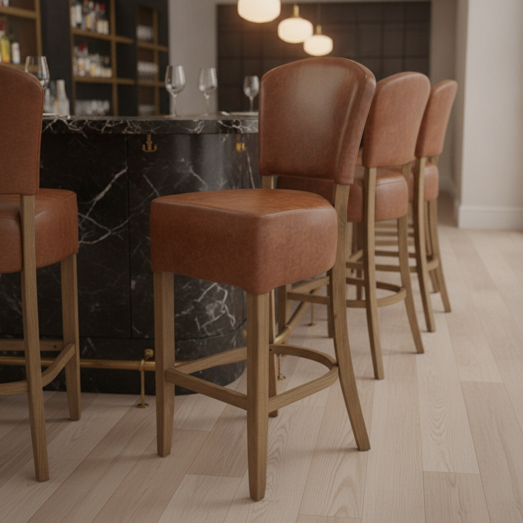 Faux Leather Bar Chair in Weathered Oak 1175mm for Commercial Spaces