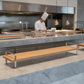 Oak Wood and Stainless Steel Medium Low Presentation Table for Buffets