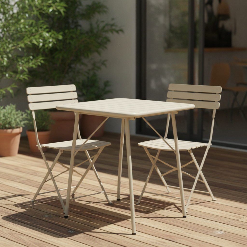 Powder Coated Steel Folding Bistro Table 700x700mm for Indoor & Outdoor Use