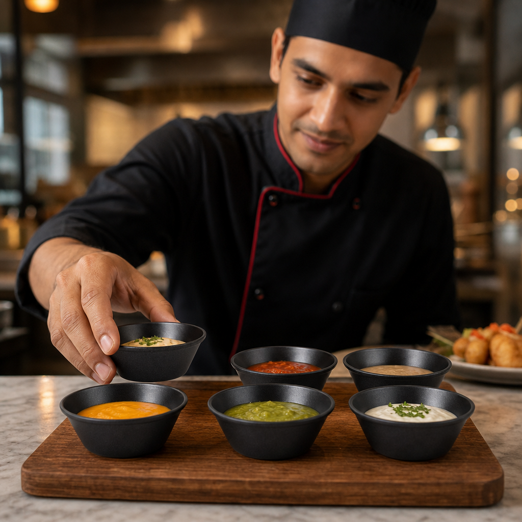 Dip Bowls 40ml Stainless Steel for Serving Sauces & Spreads (Pack of 6)