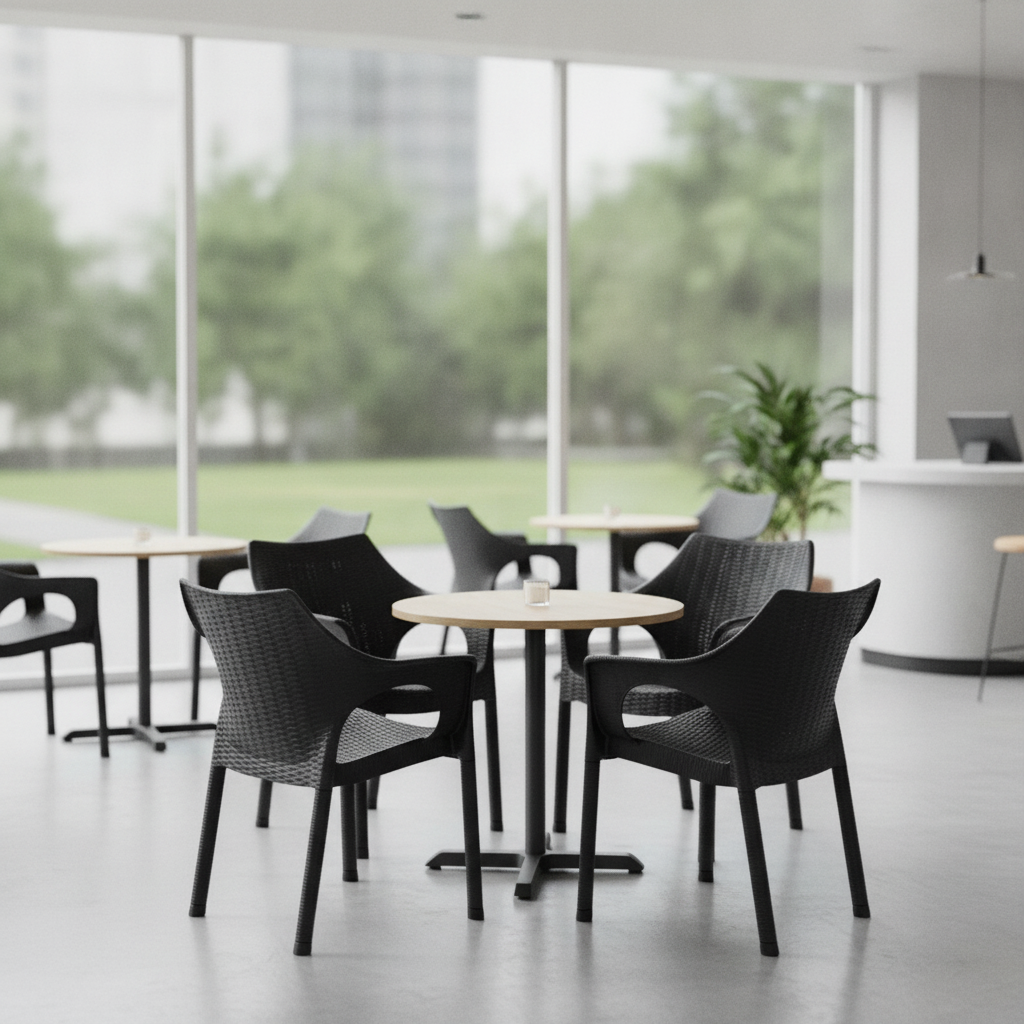 Black Polypropylene Armchairs 800mm for Cafés and Restaurants (Pack of 4)