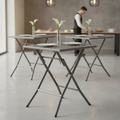 Wood Effect Folding Table with Powder Coated Steel 620x620mm for Catering & Events