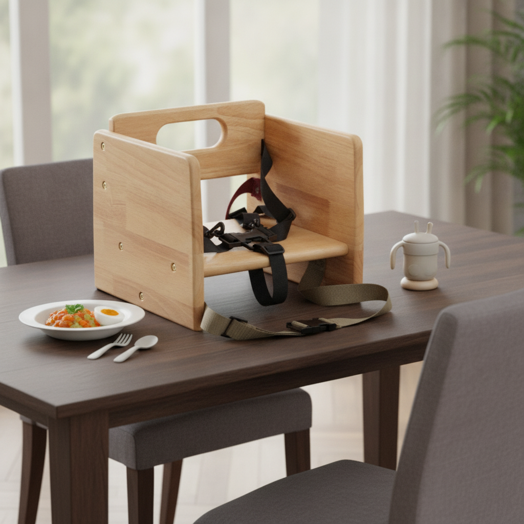 Rubber Wood Baby Booster Seat 284mm for Safe Mealtimes