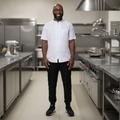 Recycled Polyester White Chef Jacket for Professional Kitchens