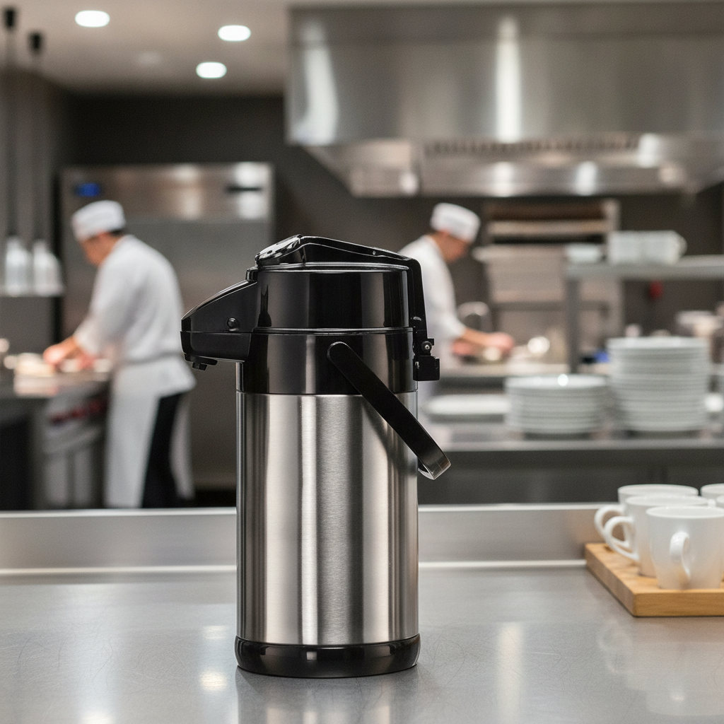 Stainless Steel Airpot Lever-Type Dispenser 2.2L for Coffee Service