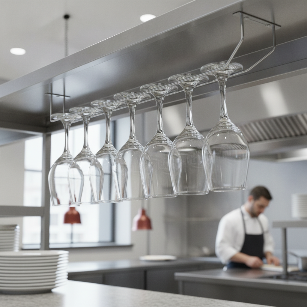 Chrome Wine Glass Rack 610mm for Efficient Storage
