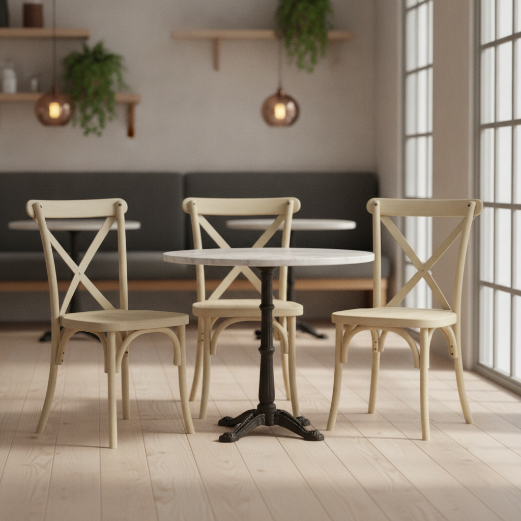 Polypropylene Brown Cross-Back Chairs 895x492mm for Cafés & Bistros (Pack of 4)