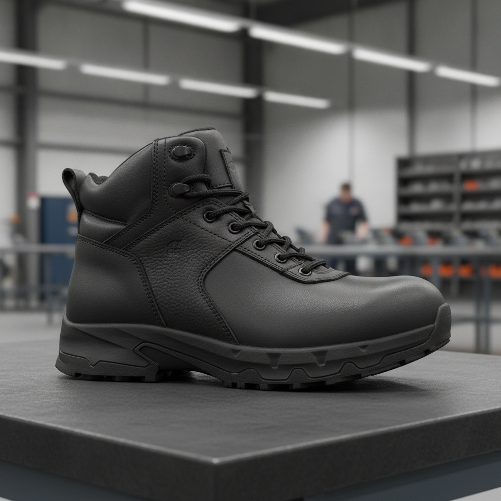 Leather Black Composite Safety Shoes for Workplace Protection