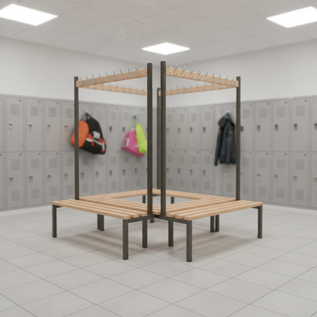 Powder Coated Steel Double-sided Island Seating for Schools & Gyms