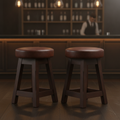Rubber Wood Low Stools Dark Walnut 475x335mm for Bars & Pubs (Pack of 2)