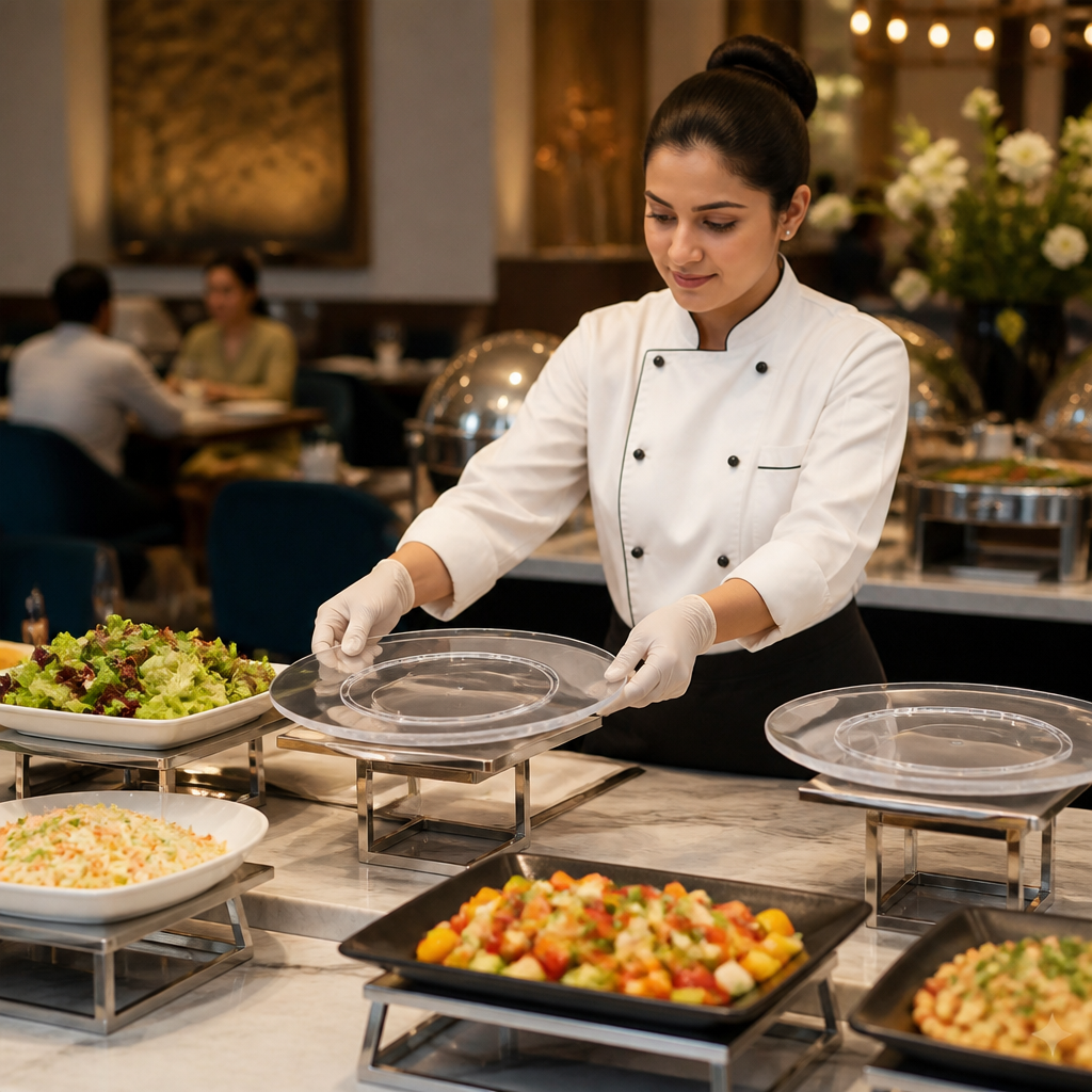 Display Plate 345mm Clear Polycarbonate for Buffet Services