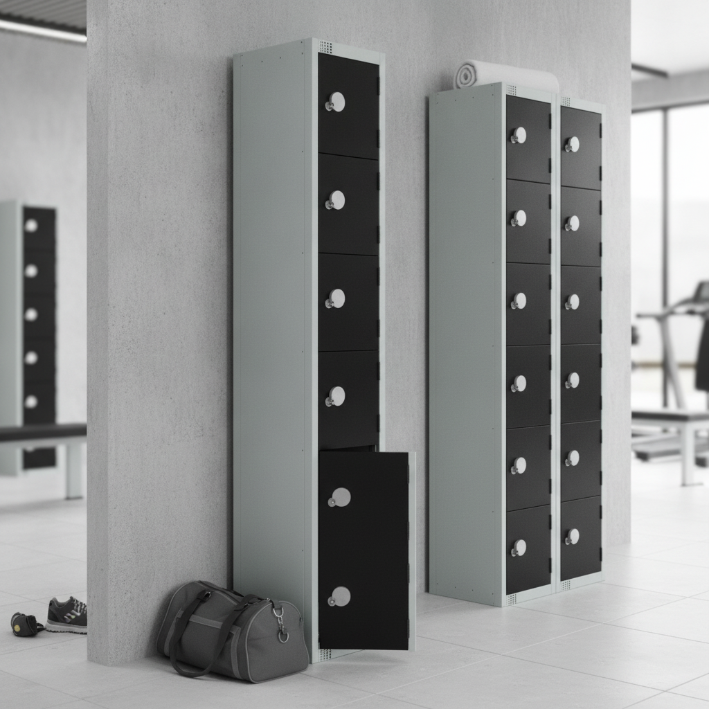 Powder Coated Steel Six Door Lockers 300mm Deep for Secure Storage