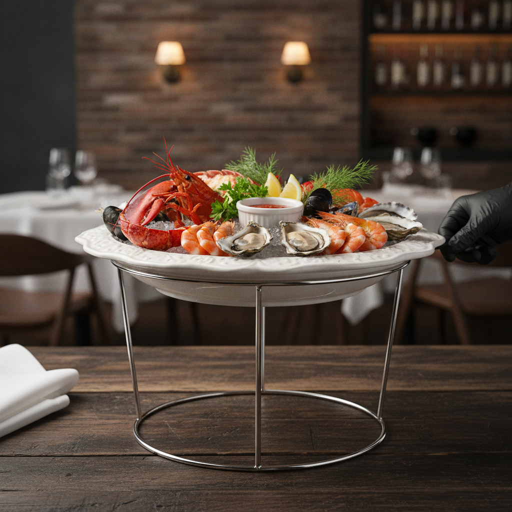 Stainless Steel Seafood Platter Stand 250mm for Elegant Presentation