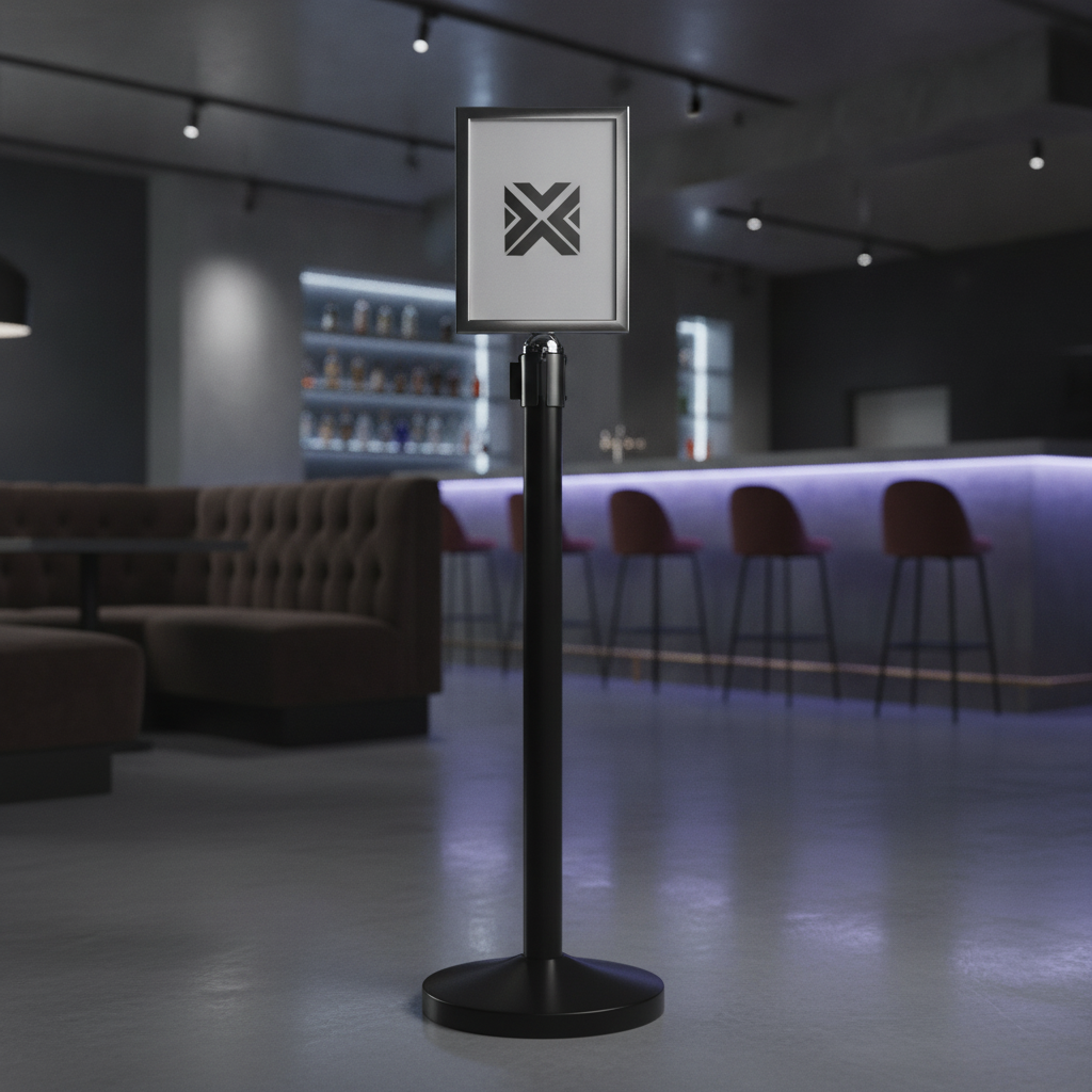 Aluminium Barrier Post Sign Frame 300x250mm for Bars & Clubs