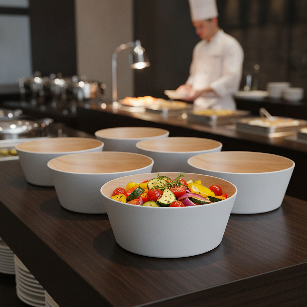 Melamine Wood-Effect Bowl 450ml for Buffets