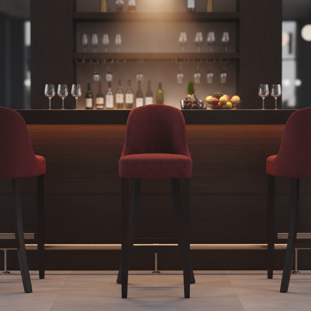 Rubber Wood Bar Chair with Shetland Scarlett Upholstery 1030mm for Commercial Use