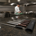 Carbon Stainless Steel Knife Set with Rosewood Handles for Culinary Use (Pack of 6)