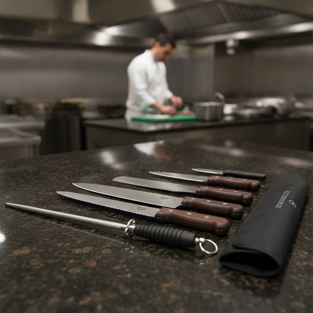 Carbon Stainless Steel Knife Set with Rosewood Handles for Culinary Use (Pack of 6)