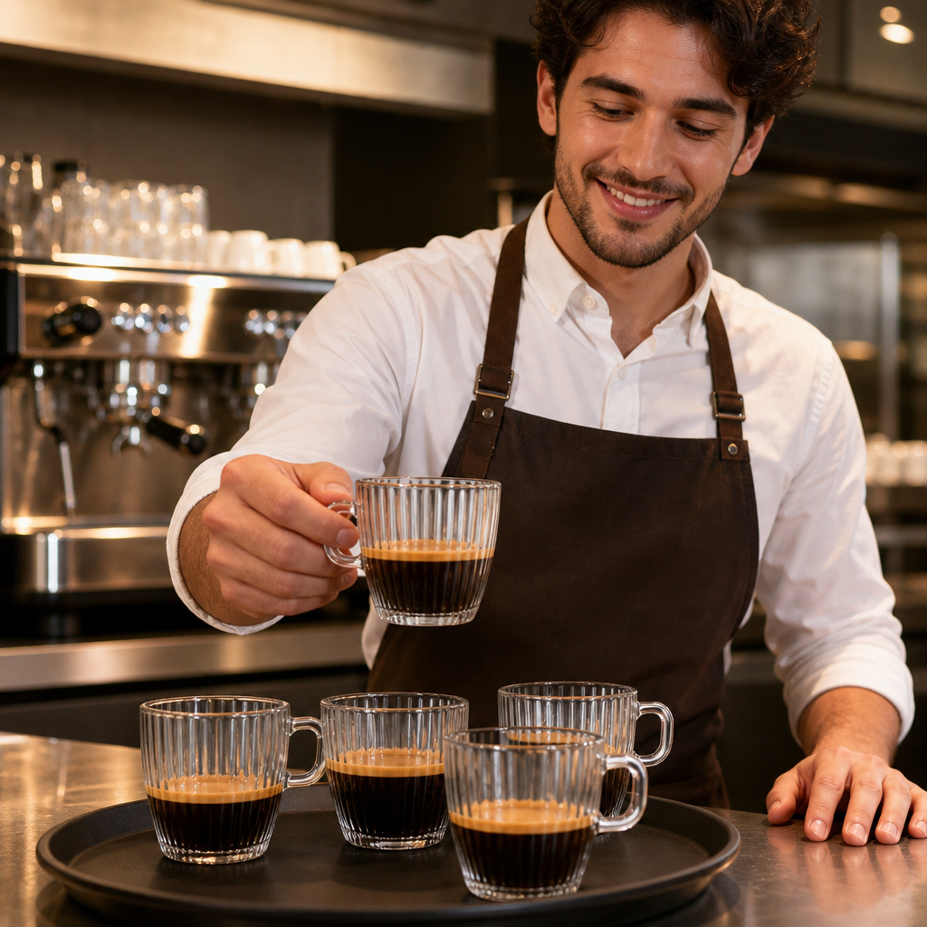 Double Espresso Cups 185ml Toughened Glass for Coffee Service (Pack of 12)