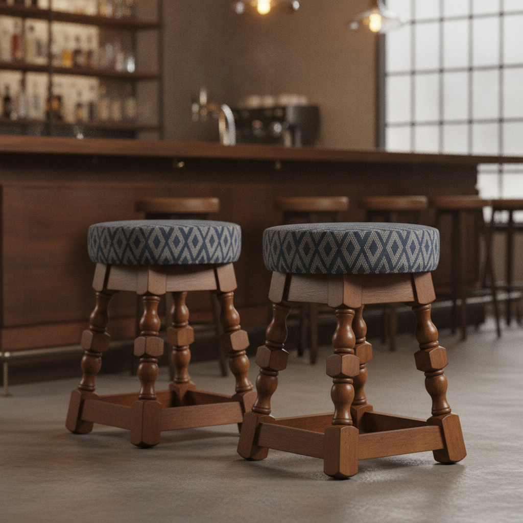 Rubber Wood Low Bar Stools 500mm for Pubs & Cafés (Pack of 2)