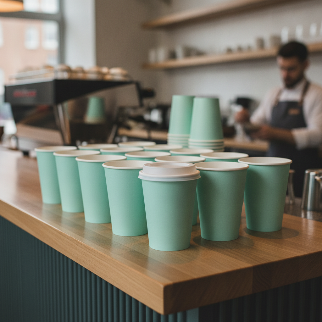 Cardboard Turquoise Single Wall Takeaway Coffee Cups 340ml for Hot Drinks (Pack of 1000)
