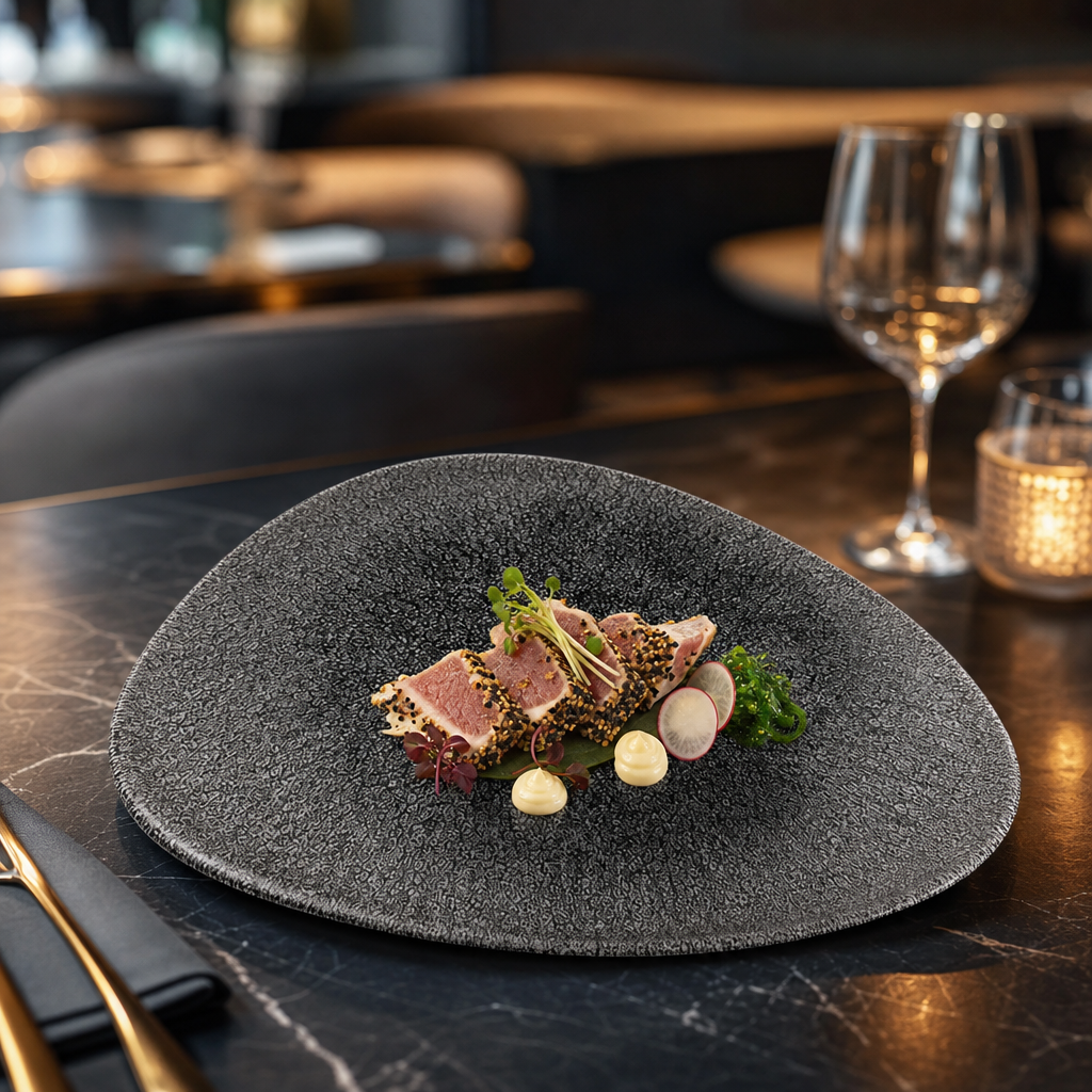 Triangular Plates 260mm Black Porcelain for Creative Dining Presentations (Pack of 12)
