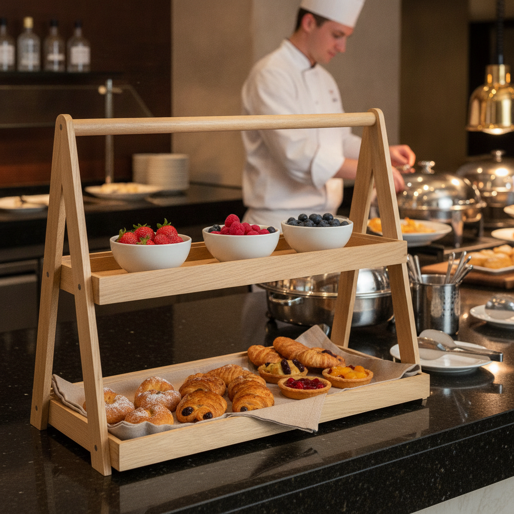 Wooden Two-Tier Display Tray 555x265mm for Buffet Stations