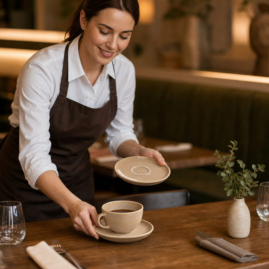 Saucers 152mm Sandstone China for Restaurants & Cafés (Pack of 12)
