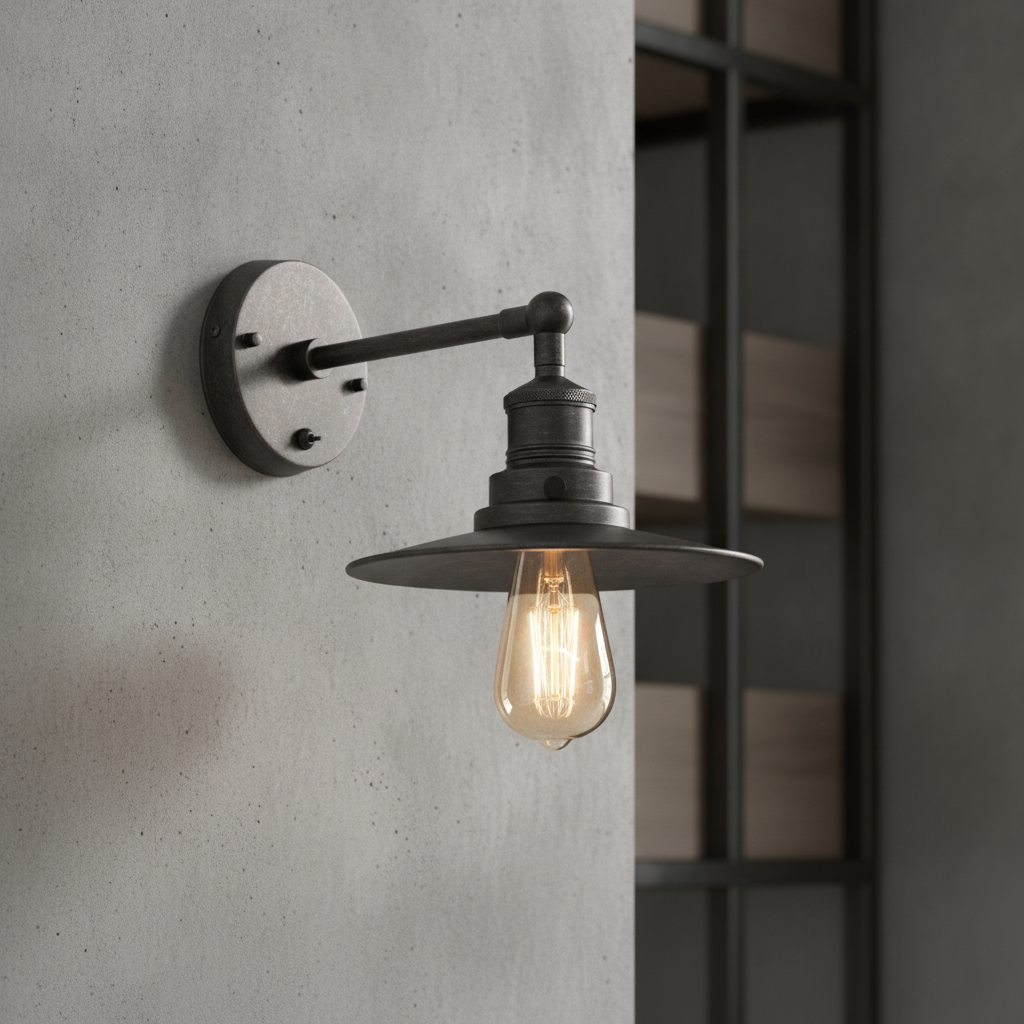 Iron Pewter Flat Wall Light 205mm for Interior Design