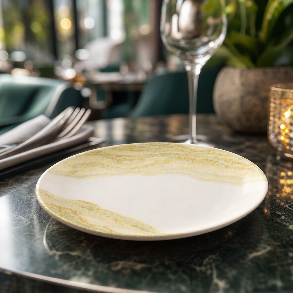 Coupe Plates 165mm Gold Vitrified Ceramic for Modern Hospitality (Pack of 12)