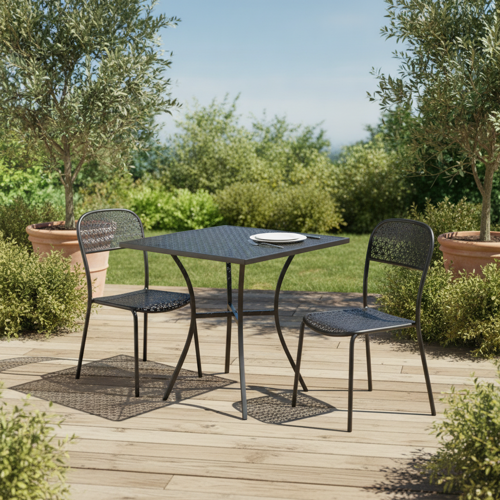 Galvanised Steel Black Bistro Table 700mm for Outdoor Dining