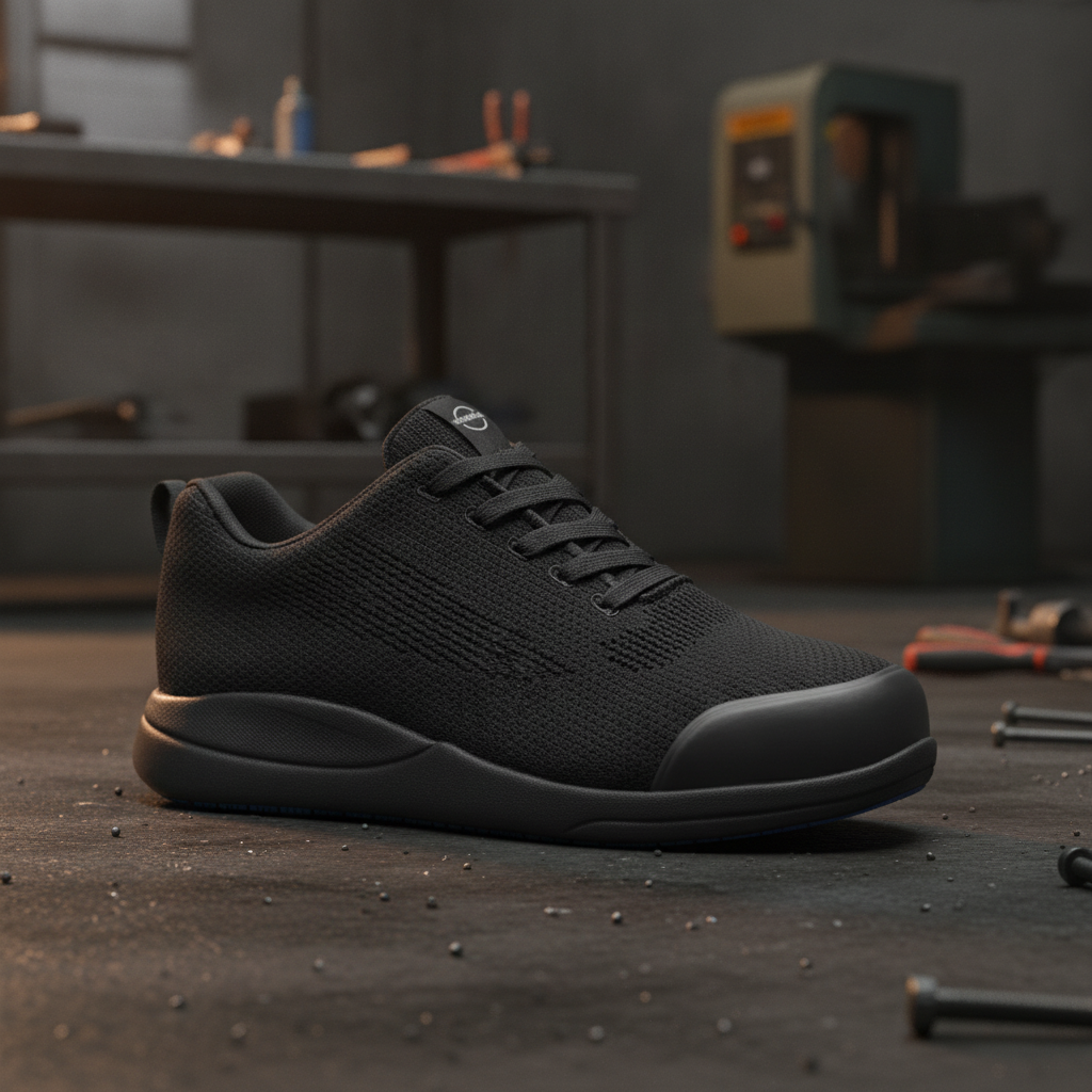 Textile Black Rebound Mesh Safety Trainers for Workplace Protection