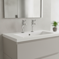 Polished Stainless Steel Basin Pillar Lever Taps for Commercial Bathrooms (Pack of 2)